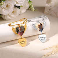 Winged Heart Photo Memorial Brooch
