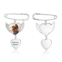 Winged Heart Photo Memorial Brooch