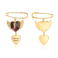 Winged Heart Photo Memorial Brooch