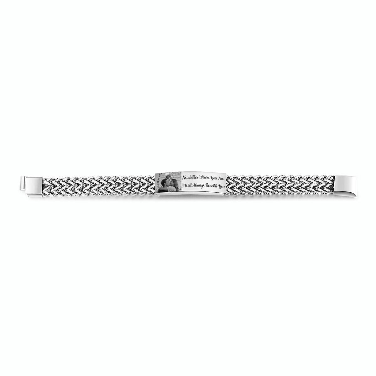 Men's Photo Engraved Wheat Chain Bracelet