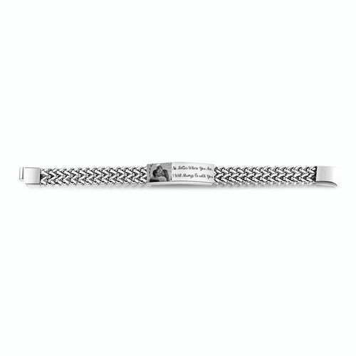 Men's Photo Engraved Wheat Chain Bracelet