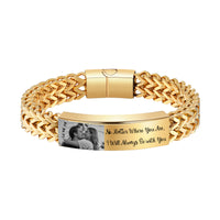 Men's Photo Engraved Wheat Chain Bracelet