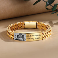 Men's Photo Engraved Wheat Chain Bracelet