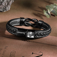 Love Knot Engraved Black Braided Bracelet