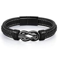 Love Knot Engraved Black Braided Bracelet