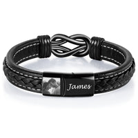 Love Knot Engraved Black Braided Bracelet