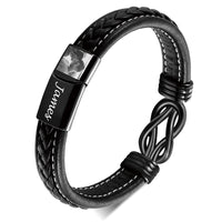 Love Knot Engraved Black Braided Bracelet