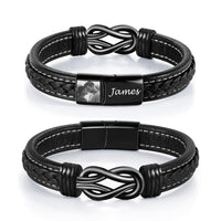 Love Knot Engraved Black Braided Bracelet