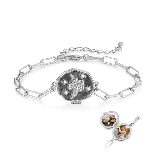 Enamel Bee Photo Charm Paperclip Bracelet