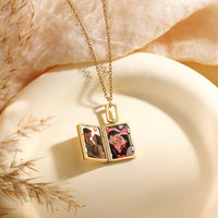 Rectangle Book Photo Locket Necklace