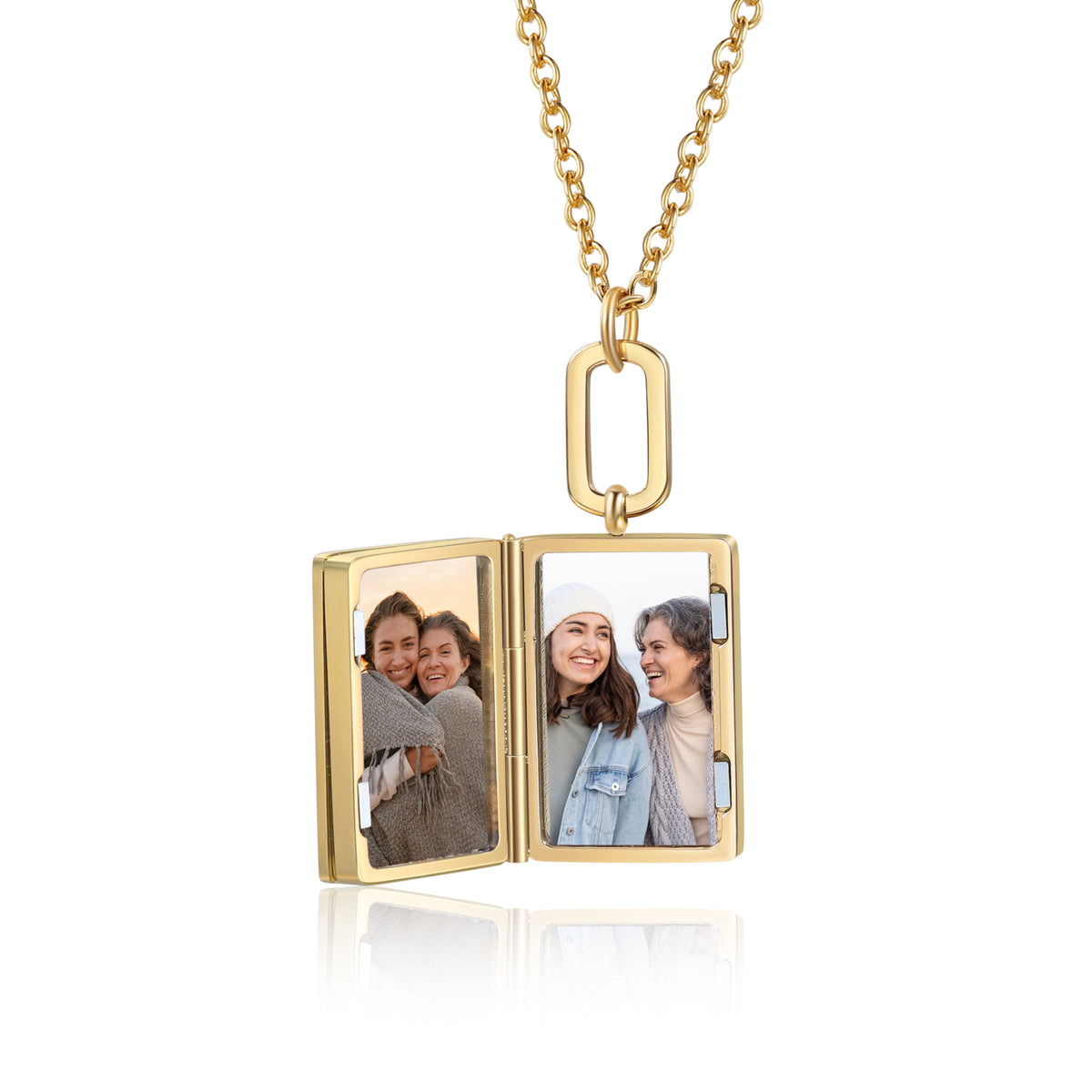 Rectangle Book Photo Locket Necklace