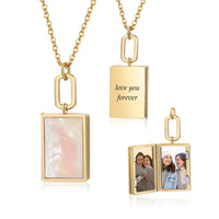 Rectangle Book Photo Locket Necklace