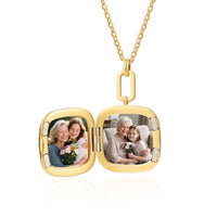 Blue Enamel Star Photo Locket Necklace