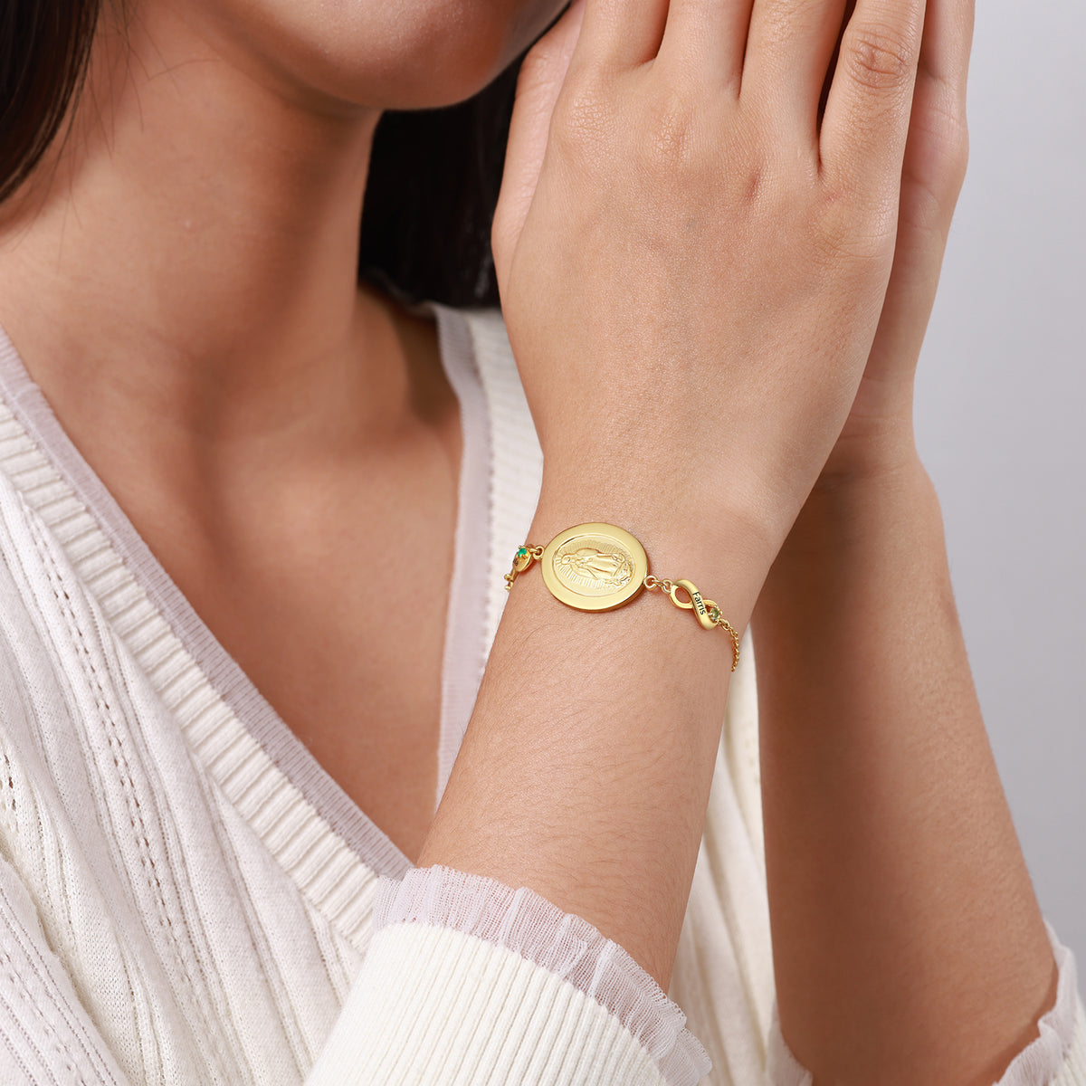 Gold Medal Infinity Birthstone Name Bracelet