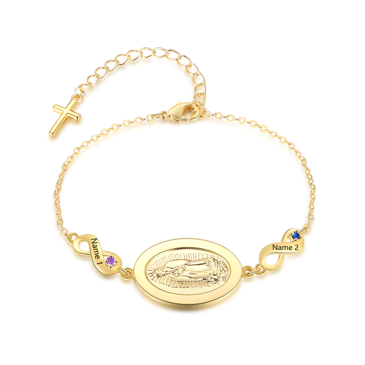 Gold Medal Infinity Birthstone Name Bracelet