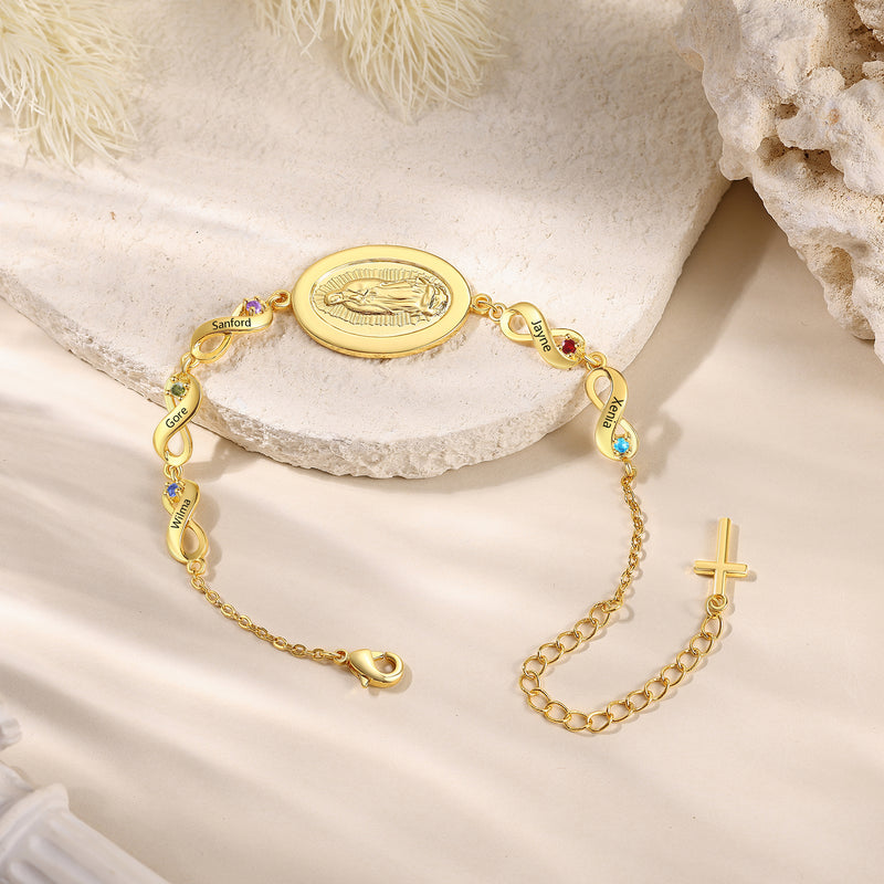 Gold Medal Infinity Birthstone Name Bracelet