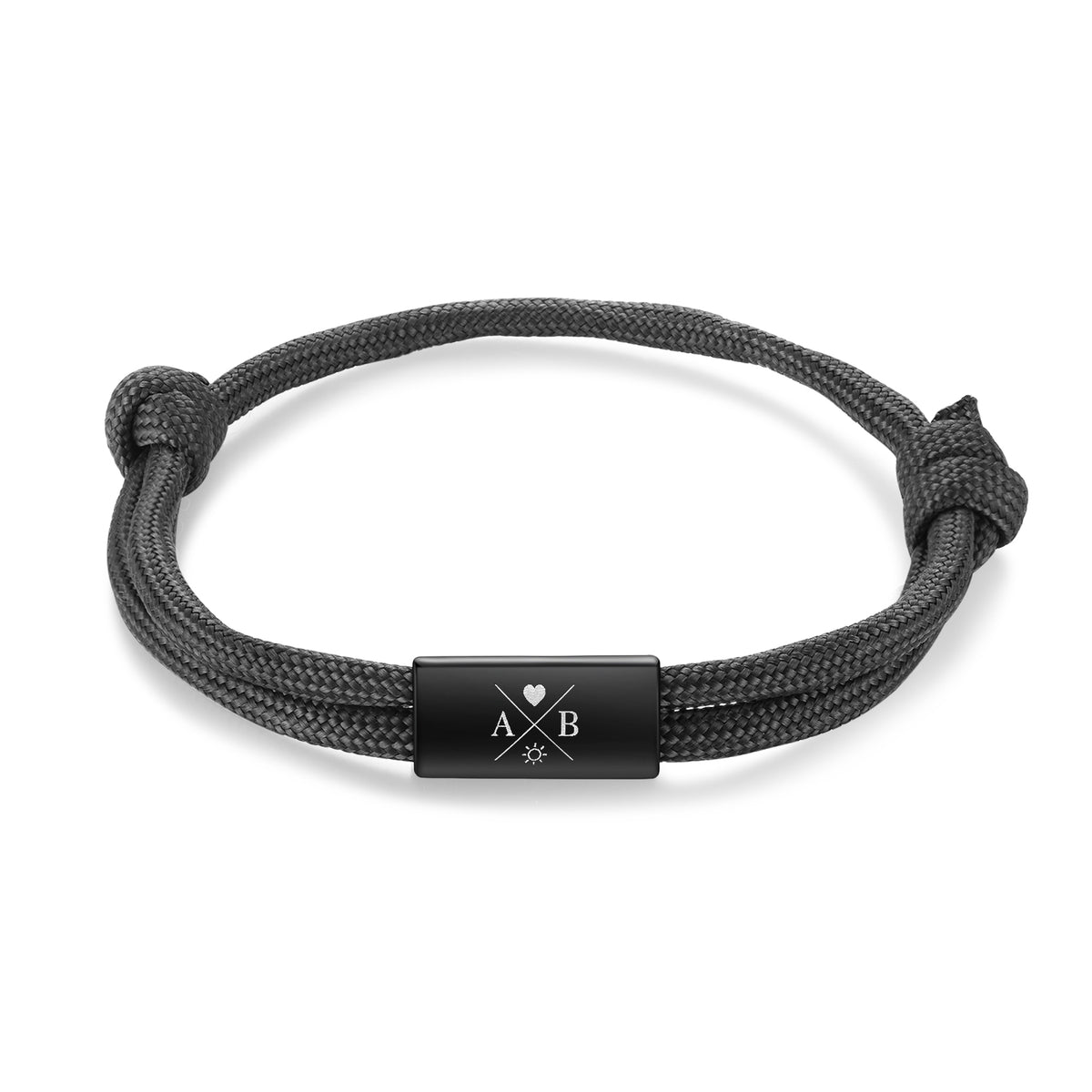 Engraved Initials Braided Rope Bracelet