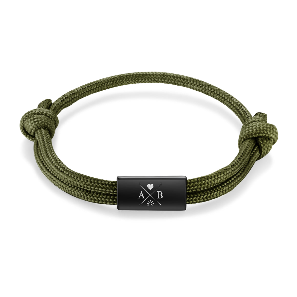Engraved Initials Braided Rope Bracelet