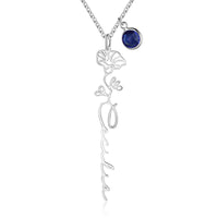 Custom Birth Flower Name Necklace
