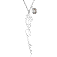 Custom Birth Flower Name Necklace