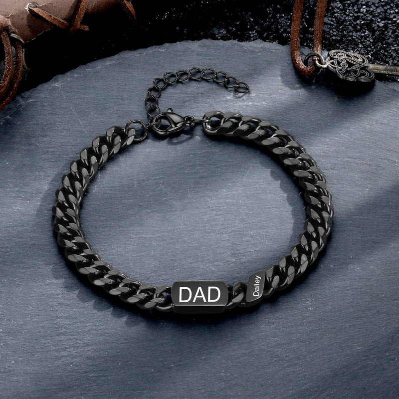 Men's Engraved Cuban Link Name Bracelet