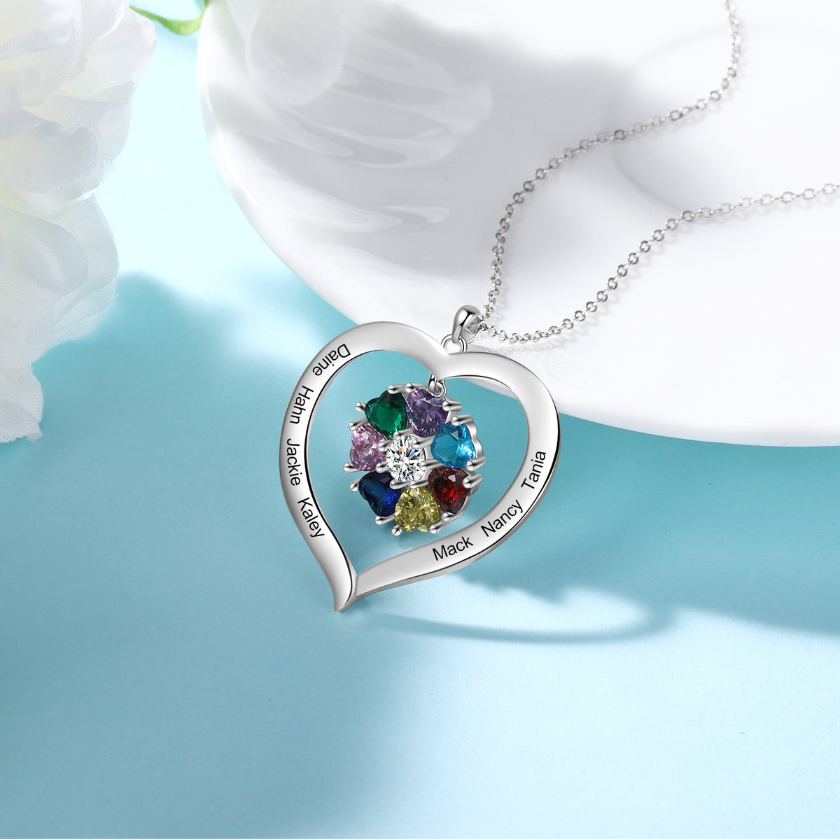 Birthstone Heart Pendant Necklace