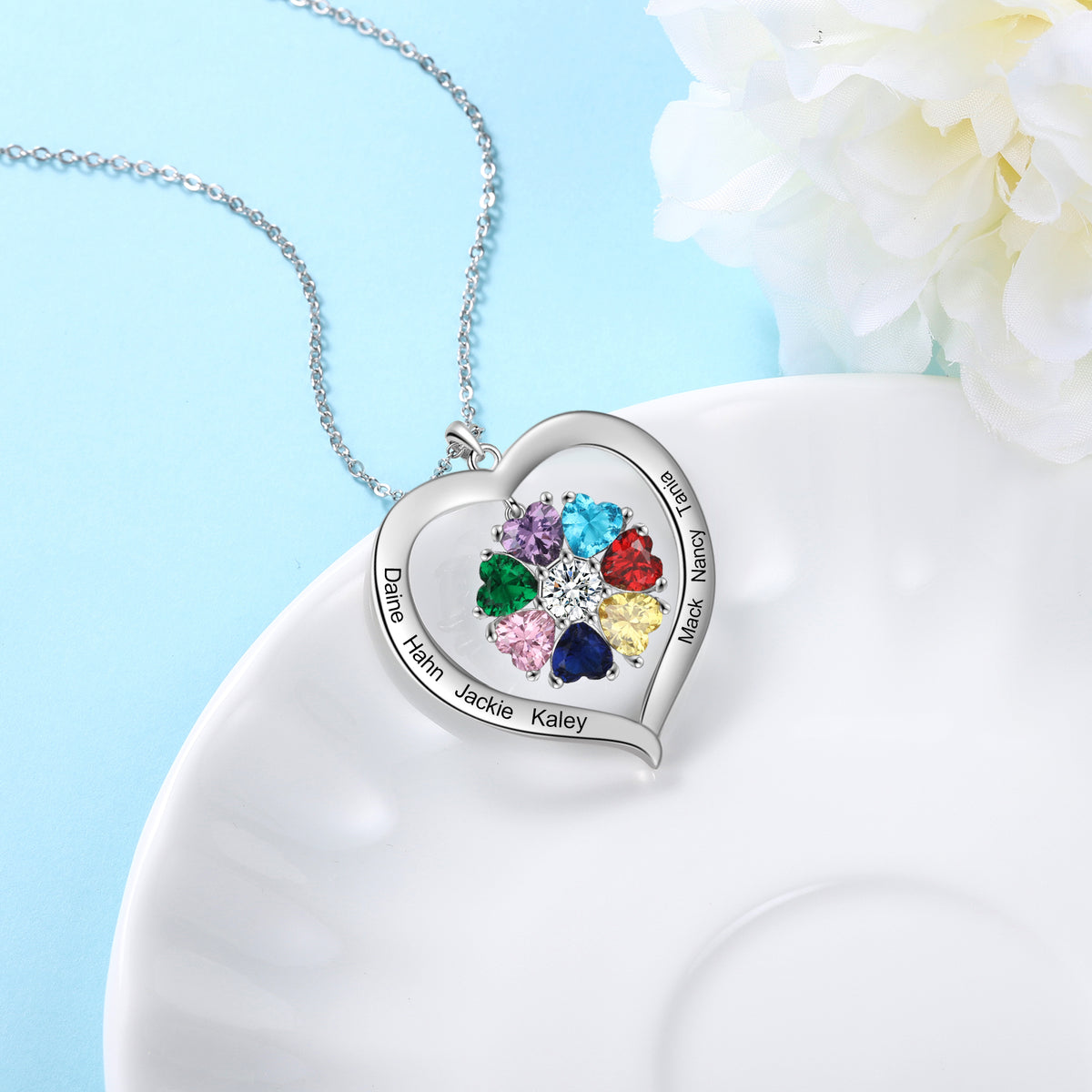 Birthstone Heart Pendant Necklace