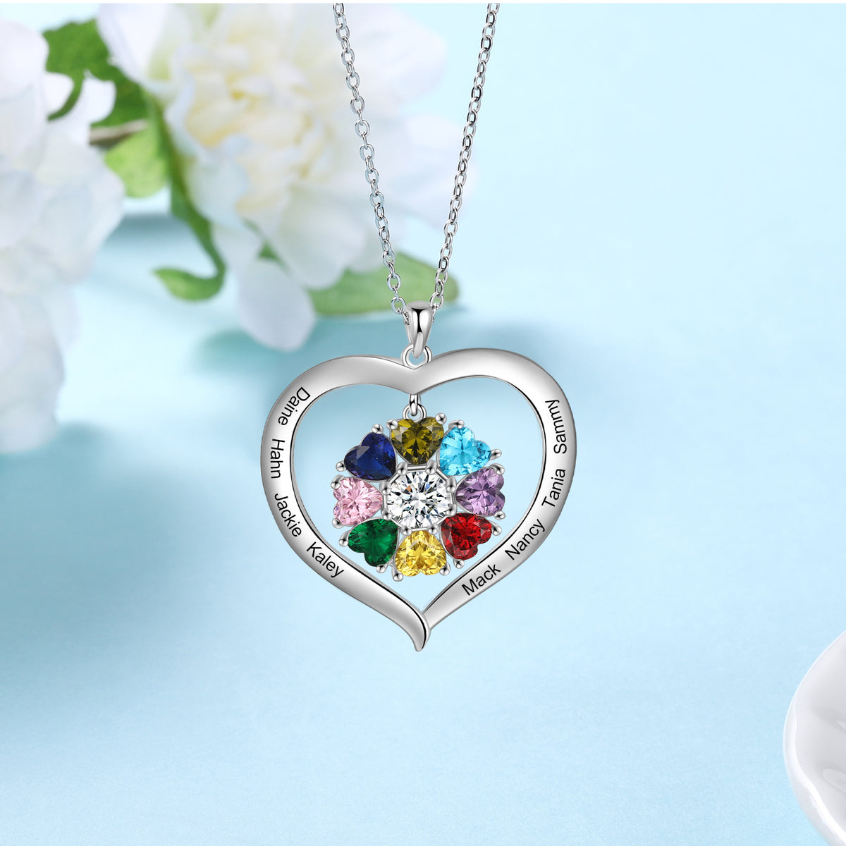 Birthstone Heart Pendant Necklace