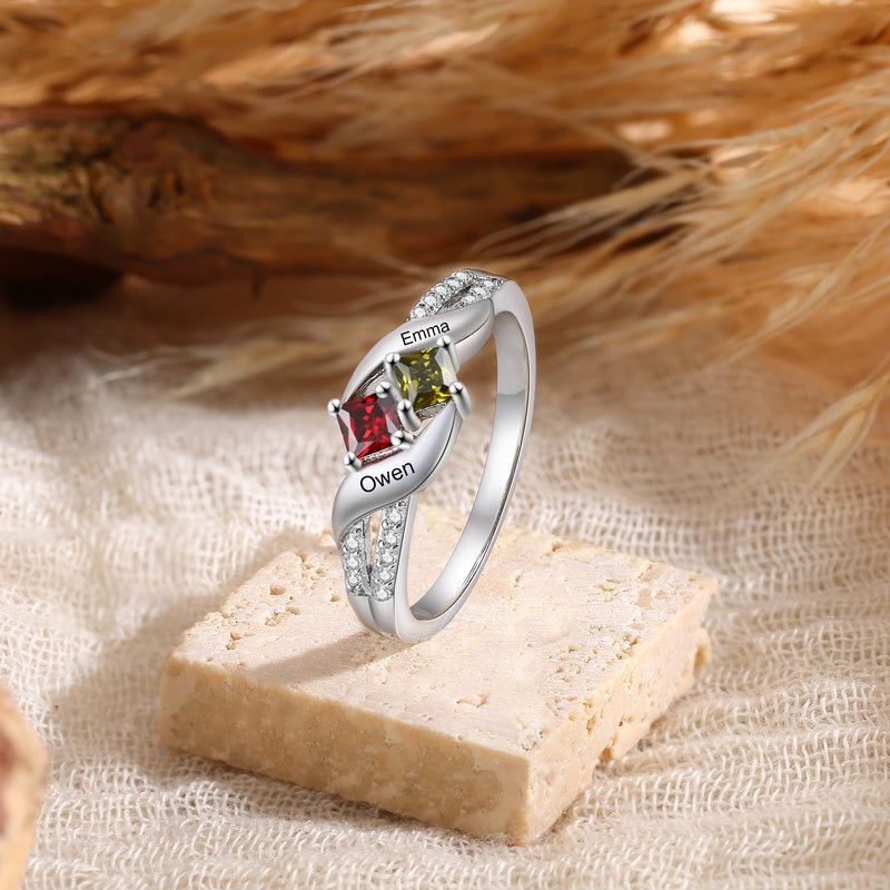 Sterling Silver Personalized Birthstone Ring