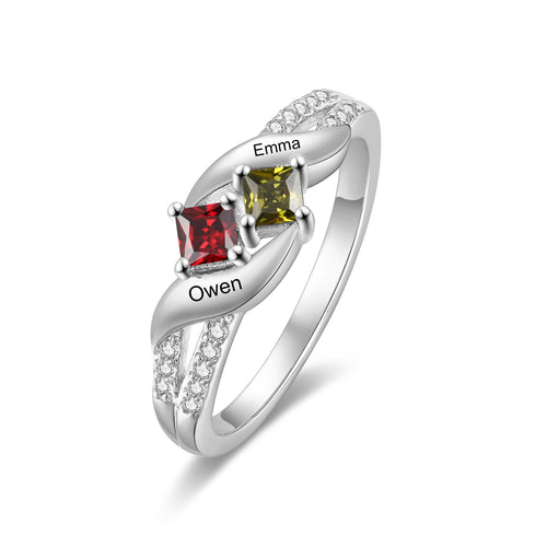 Sterling Silver Personalized Birthstone Ring
