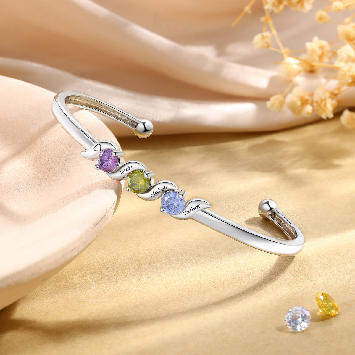 Personalized Birthstone Bracelet Bangle