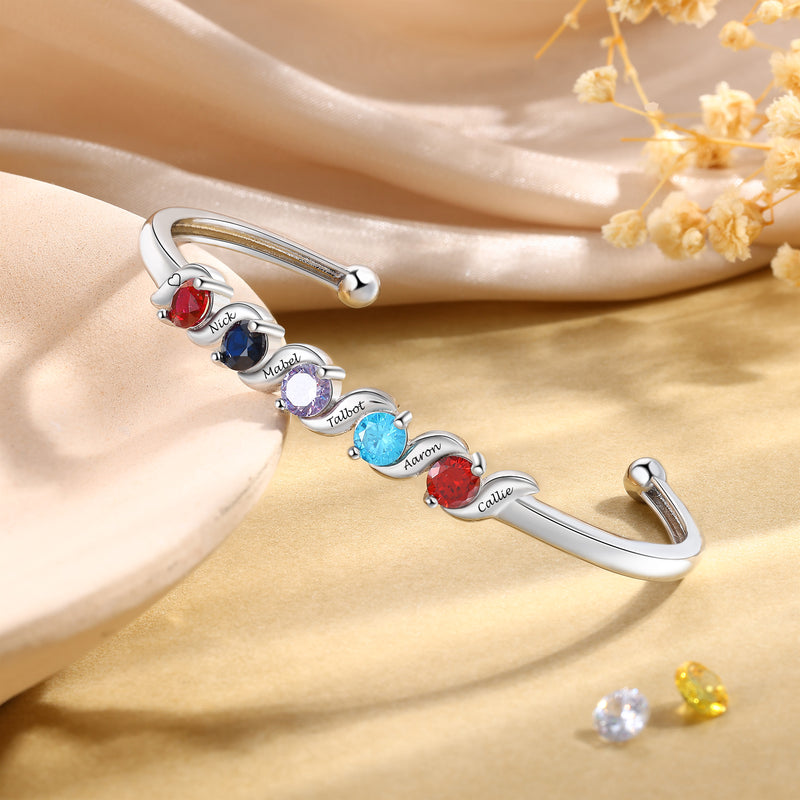 Personalized Birthstone Bracelet Bangle