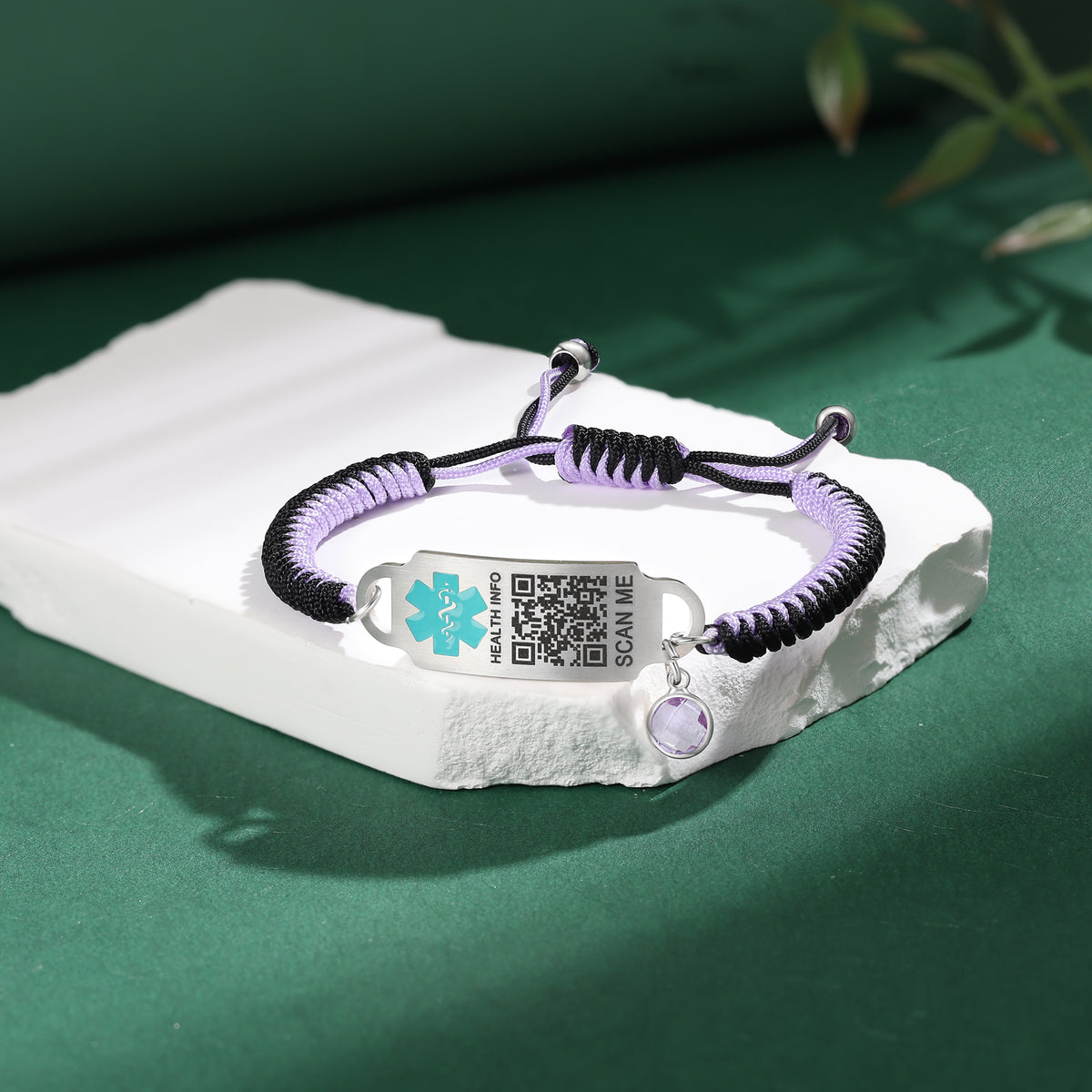 QR Code Medical ID Beaded Birthstone Bracelet