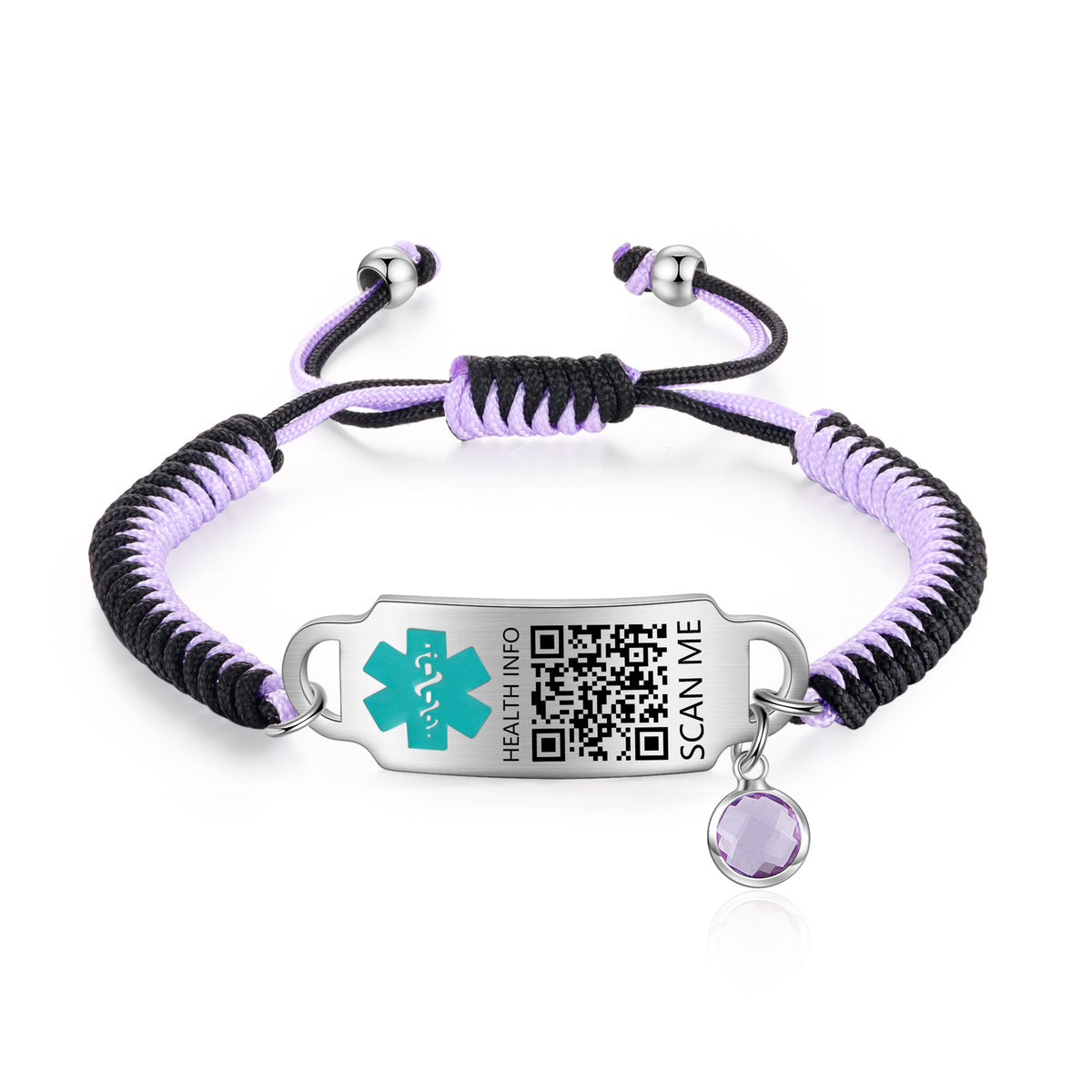 QR Code Medical ID Beaded Birthstone Bracelet