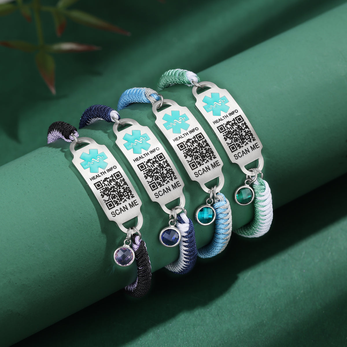 QR Code Medical ID Beaded Birthstone Bracelet