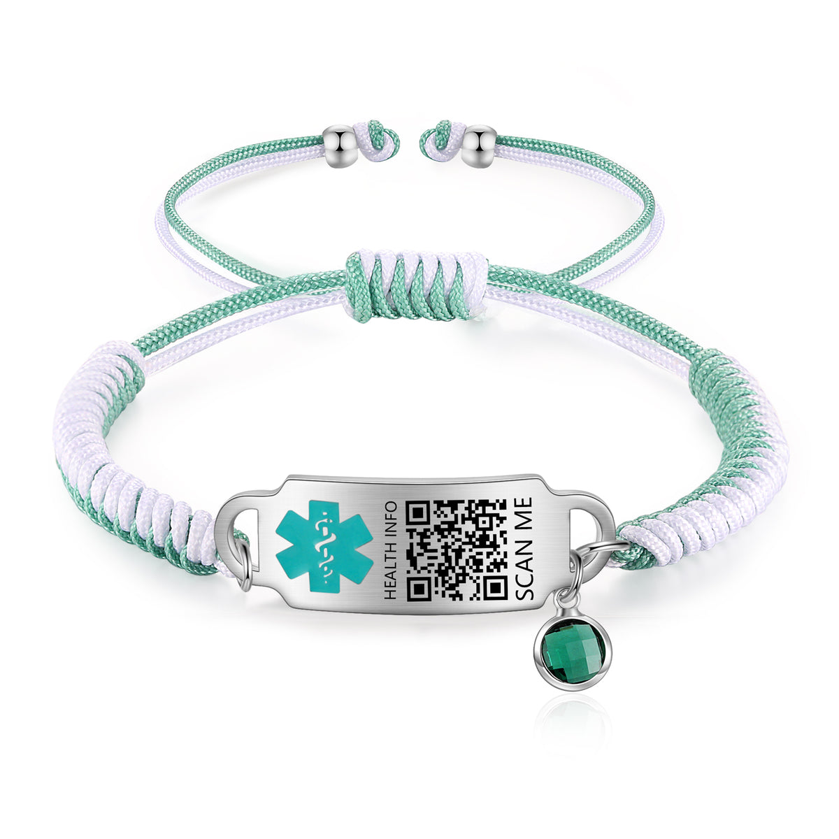 QR Code Medical ID Beaded Birthstone Bracelet