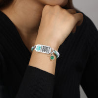 QR Code Medical ID Beaded Birthstone Bracelet