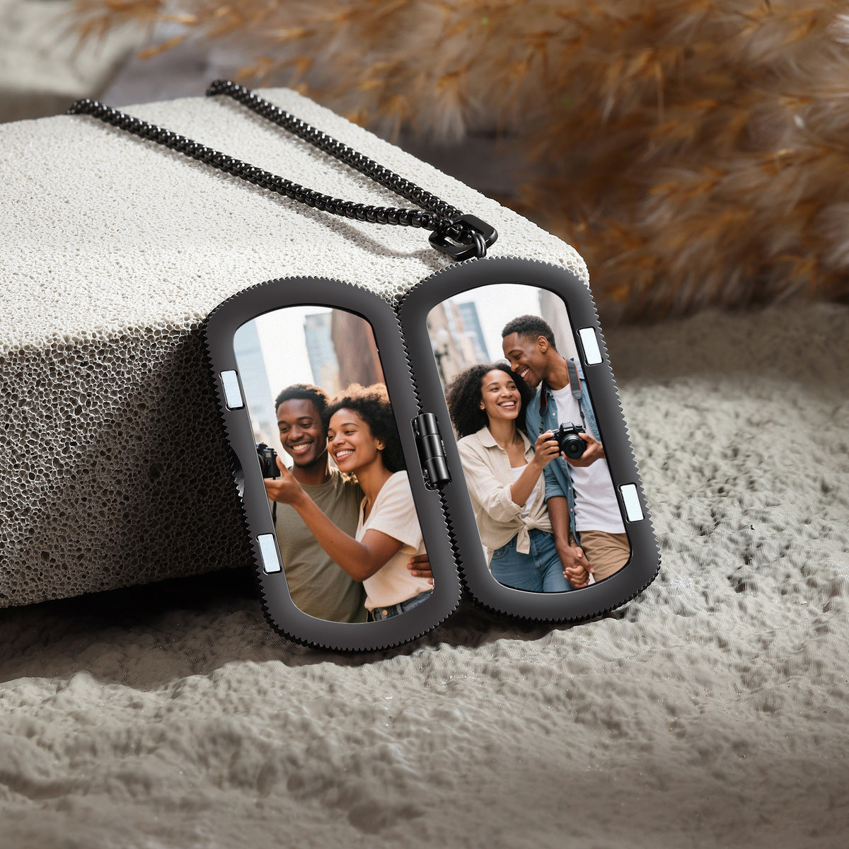 Men's Photo Dog Tag Locket Necklace