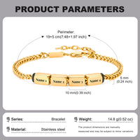 Stainless Steel Engraved Name Men's Bracelet size and option chart