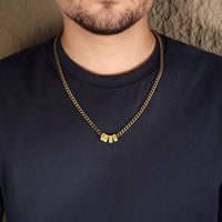 Men's Black Name Bead Curb Chain Necklace