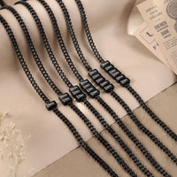 Men's Black Name Bead Curb Chain Necklace