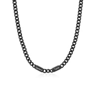 Black Engraved Name Bar Curb Chain Necklace