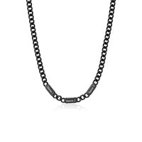 Black Engraved Name Bar Curb Chain Necklace