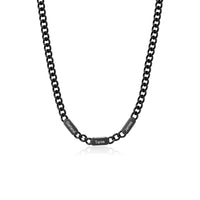 Black Engraved Name Bar Curb Chain Necklace