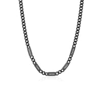 Black Engraved Name Bar Curb Chain Necklace