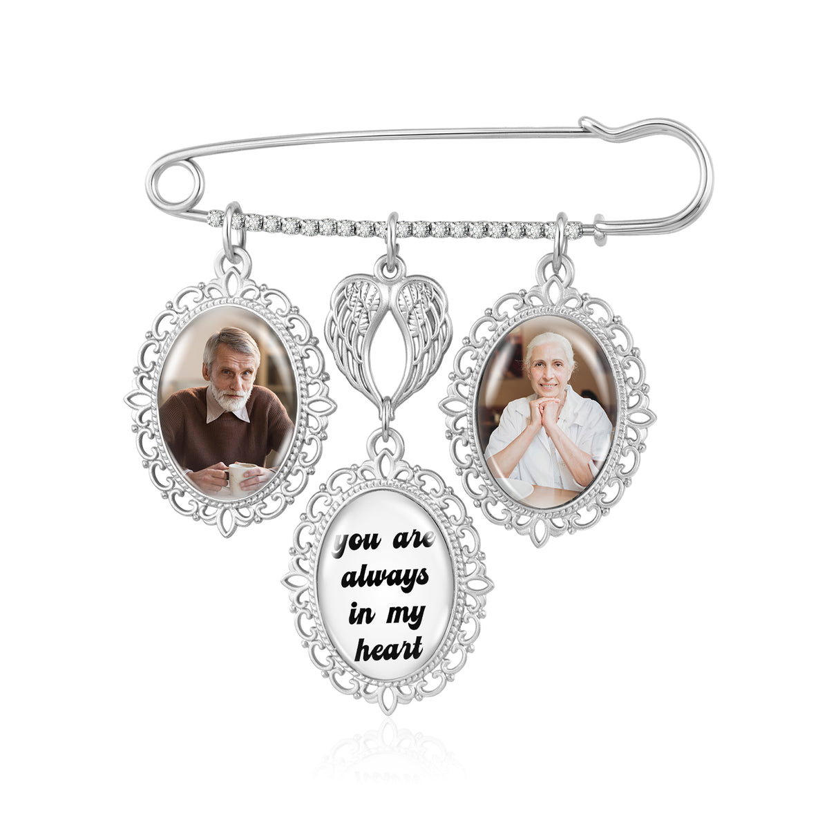 Photo Memorial Bouquet Pin Brooch