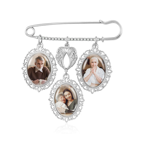 Photo Memorial Bouquet Pin Brooch