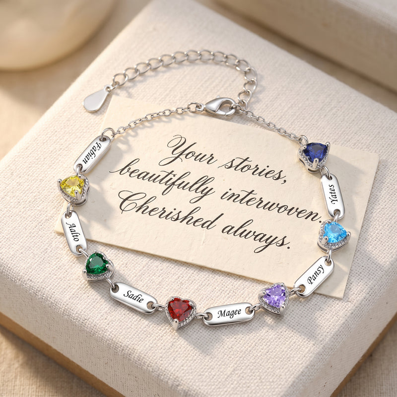 Custom Birthstone Engraved Bracelet