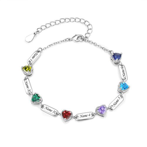 Custom Birthstone Engraved Bracelet
