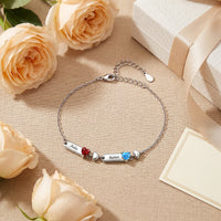 Custom Birthstone Engraved Bracelet